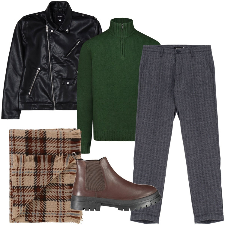 Outfit uomo - Il pantalone a fantasia. Stile Biker Rock per Serata speciale. Abbinamento con giacche, sciarpe, pantaloni, maglieria, stivali.