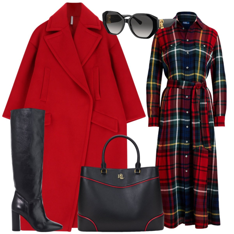 Outfit donna - Total look #2026372. Stile Chic per Tutti i giorni. Abbinamento con cappotti, stivali, occhiali da sole, vestiti, borse a mano.