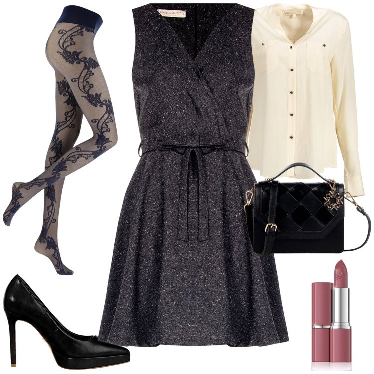 Outfit donna - Rinascimento. Stile Trendy per Tutti i giorni. Abbinamento con rossetti, vestiti senza maniche, collant, décolleté, borse a tracolla, camicie.