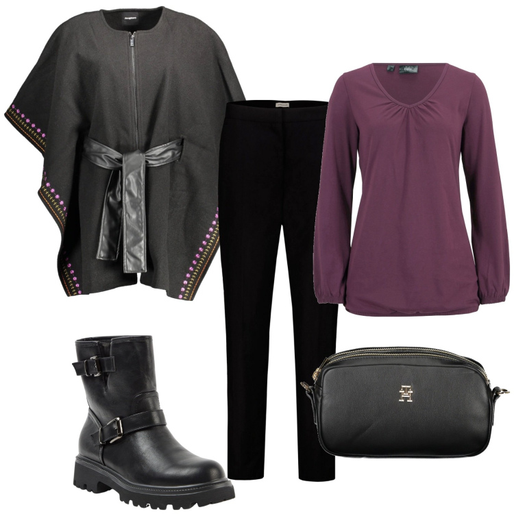 Outfit donna - Total look #2026444. Stile Trendy per Tutti i giorni. Abbinamento con maglieria, stivaletti, pantaloni, cappotti, borse a tracolla.