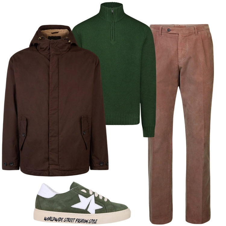 Outfit uomo - City. Stile Urban per Tutti i giorni. Abbinamento con sneakers, pantaloni, giacche, maglieria.