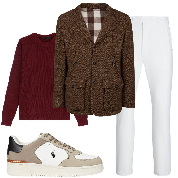 Outfit uomo - Total look #2026591. Stile Casual per Ufficio. Abbinamento con pullovers, giacche, pantaloni, sneakers.