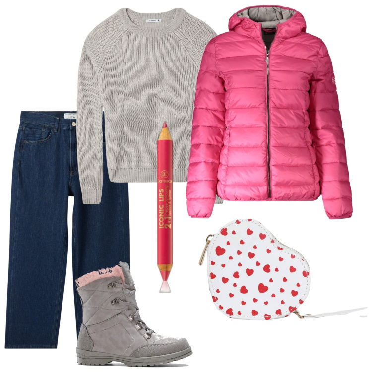 Outfit donna - Total look #2026695. Stile Urban per Tutti i giorni. Abbinamento con stivali, rossetti, portafogli, jeans dritti, maglieria, blazer.