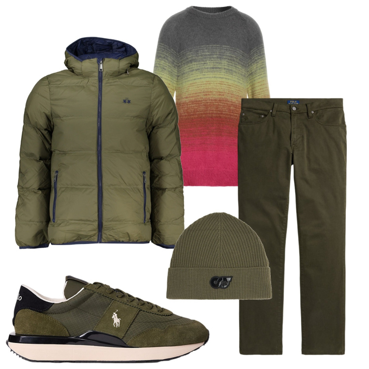 Outfit uomo - In città. Stile Urban per Tutti i giorni. Abbinamento con pullovers, sneakers, pantaloni, berretti, giacche.