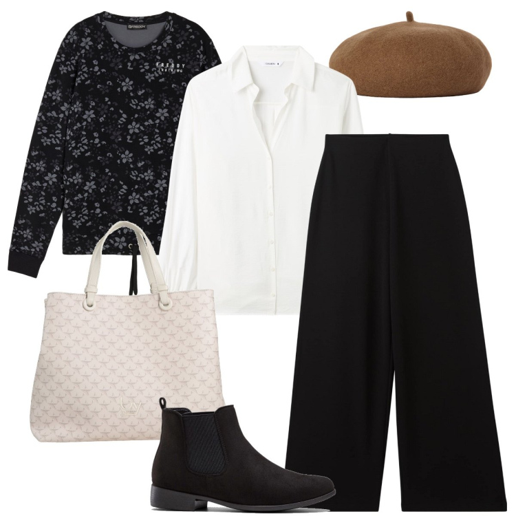 Outfit donna - La felpa da sportiva a bon ton. Stile Bon Ton per Ufficio. Abbinamento con stivaletti chelsea, borse a mano, camicie, pantaloni, felpe, cappelli e berretti.