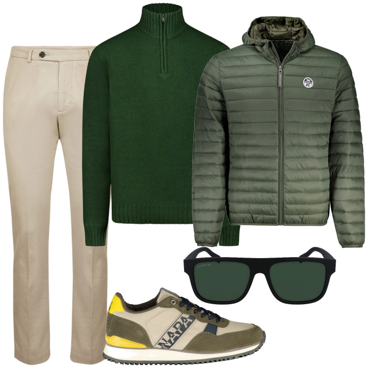 Outfit uomo - Total look #2026876. Stile Casual per Tutti i giorni. Abbinamento con pantaloni, maglieria, sneakers, occhiali da sole, giacche.