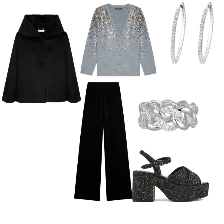 Outfit donna - Il mio natale luminoso. per Cerimonia. Abbinamento con anelli, orecchini, pantaloni, sandali, cardigans, cappe.