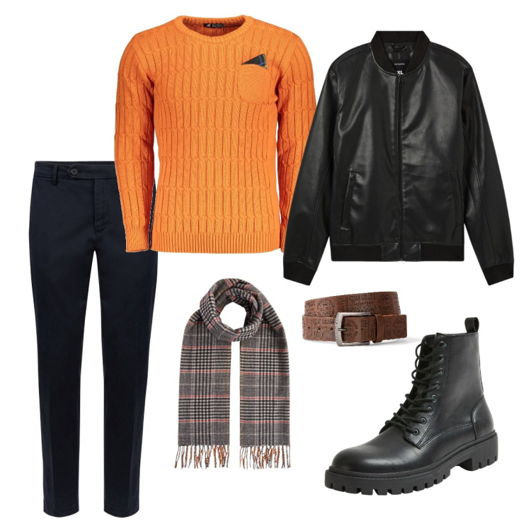 Outfit uomo - Urban Style So Chic. Stile Urban per Tutti i giorni. Abbinamento con cinture, bomber, anfibi, maglieria, pantaloni chino, sciarpe.