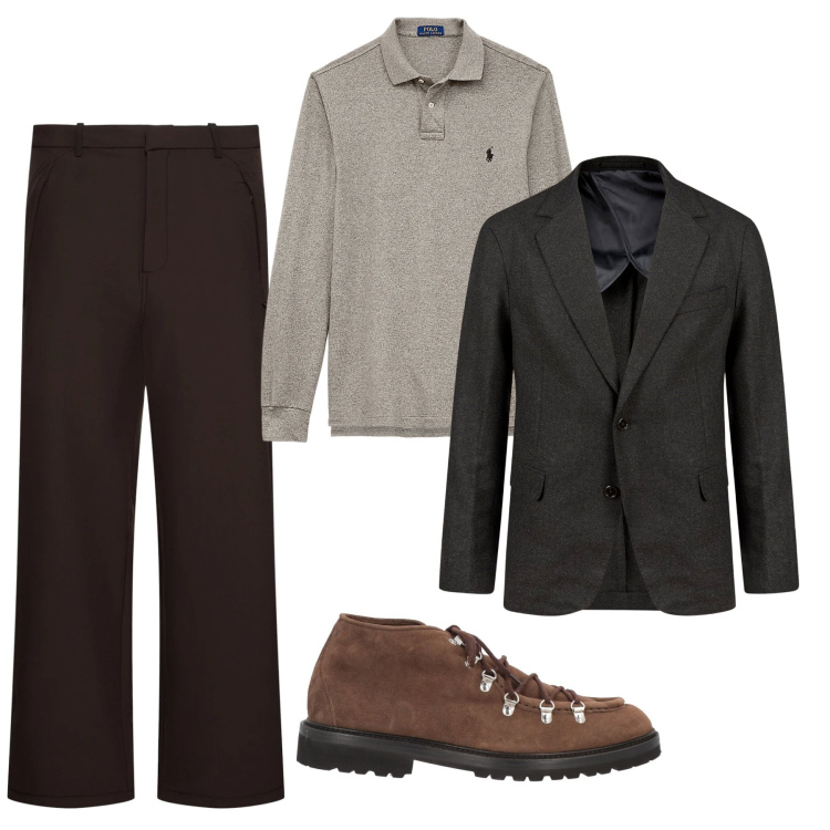 Outfit uomo - Spago e moro. Stile Trendy per Tutti i giorni. Abbinamento con stivali e stivaletti, polo, giacche, pantaloni.