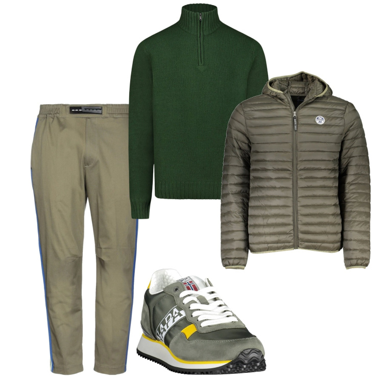 Outfit uomo - Smeraldo urban. Stile Urban per Tutti i giorni. Abbinamento con pantaloni, maglieria, sneakers, giacche.