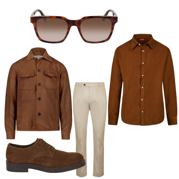 Outfit uomo - Sole in inverno. Stile Business/Elegante per Ufficio. Abbinamento con giacche, pantaloni, scarpe stringate, camicie, occhiali da sole.