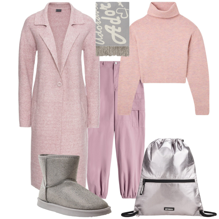 Outfit donna - Total look #2027084. Stile Urban per Scuola/Università. Abbinamento con cappotti, maglieria, stivali, pantaloni cargo, zaini, sciarpe.