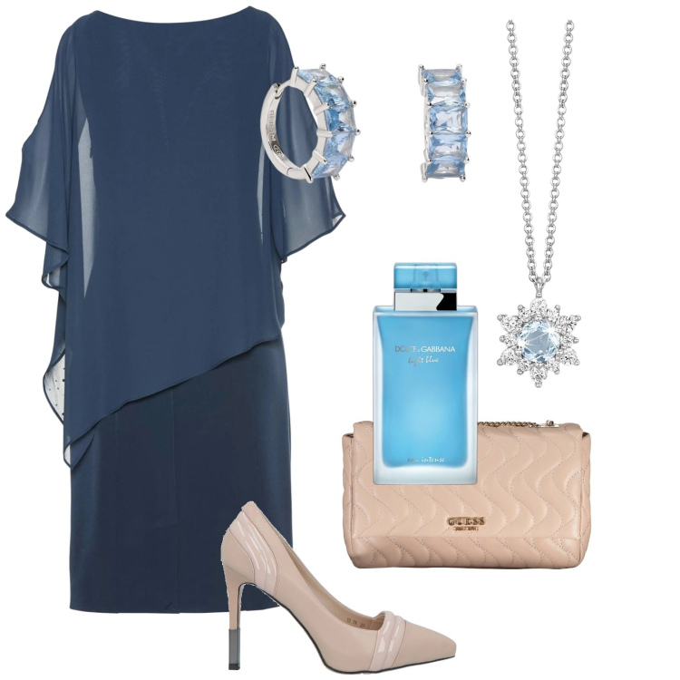 Outfit donna - Total look #2027222. Stile Chic per Cerimonia. Abbinamento con vestiti a tubino, décolleté, profumi, collane, orecchini, borse a tracolla.