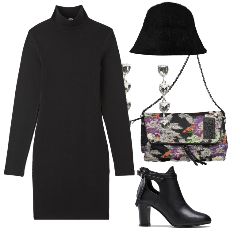 Outfit donna - Pomeriggio con amica del cuore. Stile Urban per Tutti i giorni. Abbinamento con stivaletti, orecchini, vestiti midi/longuette, borse a mano, cappelli.
