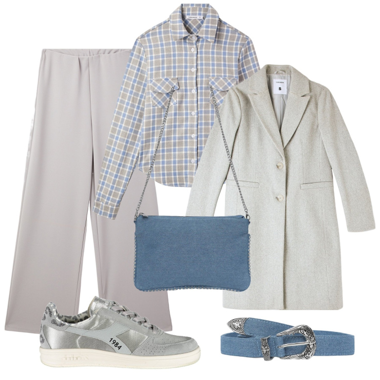 Outfit donna - Camicia flanella, sneakers “Swarovski”. Stile Urban per Tutti i giorni. Abbinamento con borse a tracolla, cinture, pantaloni, cappotti, camicie, sneakers.