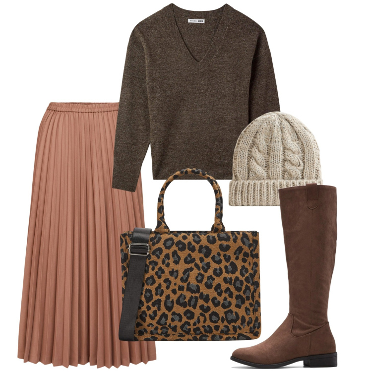 Outfit donna - Plissè senza tempo. Stile Bon Ton per Tutti i giorni. Abbinamento con stivali, shopping bag, maglieria, berretti, minigonne.