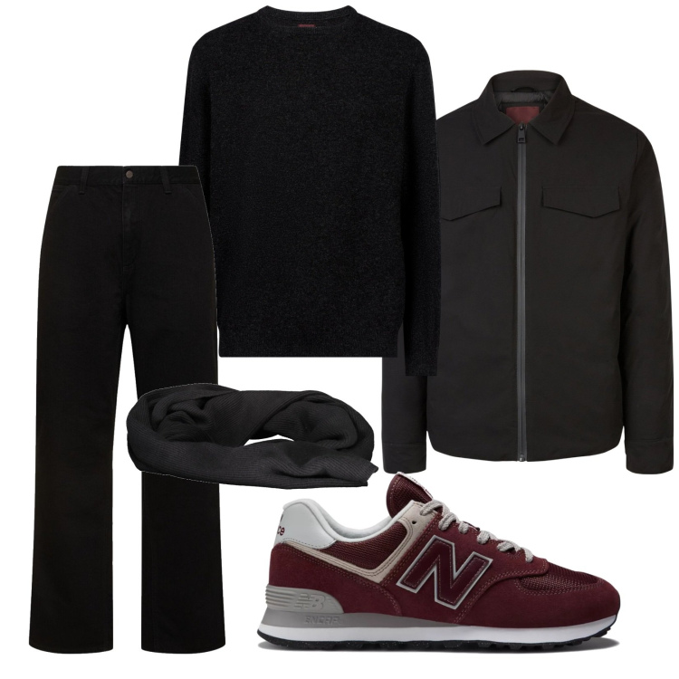 Outfit uomo - Mono Più un colore. Stile Casual per Tutti i giorni. Abbinamento con sneakers, maglieria, jeans, piumini, sciarpe.