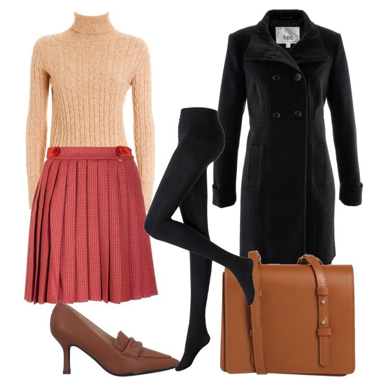 Outfit donna - Io & Matthias. Stile Bon Ton per Tutti i giorni. Abbinamento con collant, cappotti, borse a tracolla, mocassini, gonne, maglieria.