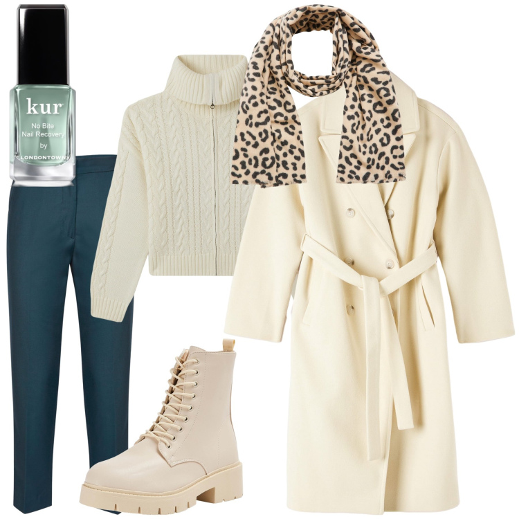 Outfit donna - Total look. Stile Urban per Tutti i giorni. Abbinamento con smalti, anfibi, cappotti, cardigans, sciarpe, pantaloni.
