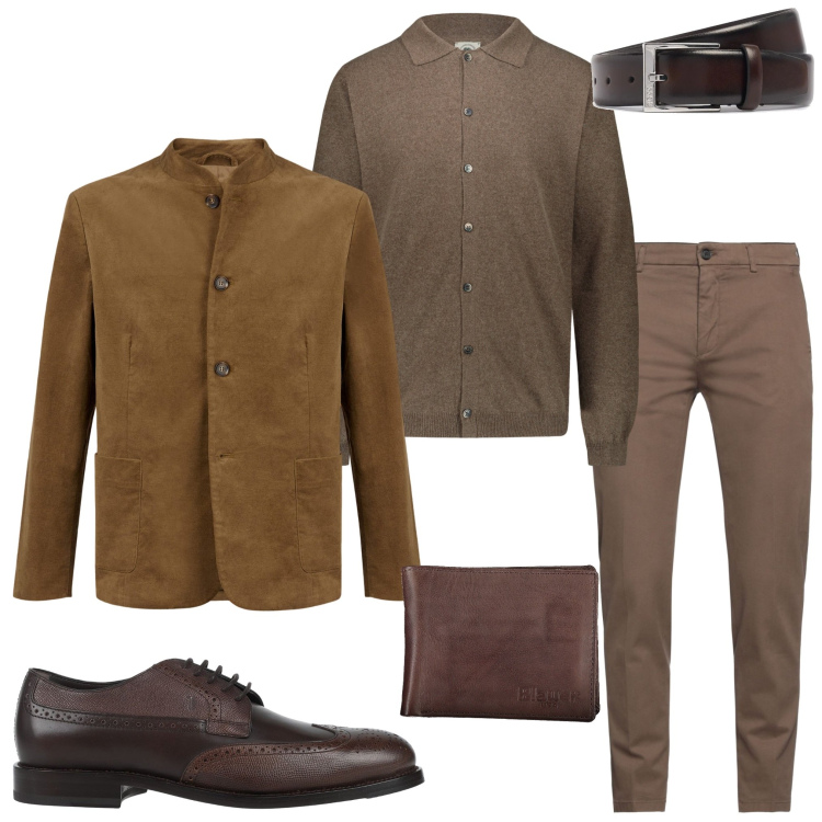 Outfit uomo - Minimal ricercato. Stile Business/Elegante per Serata speciale. Abbinamento con pantaloni, scarpe stringate, polo, giacche, portafogli, cinture.