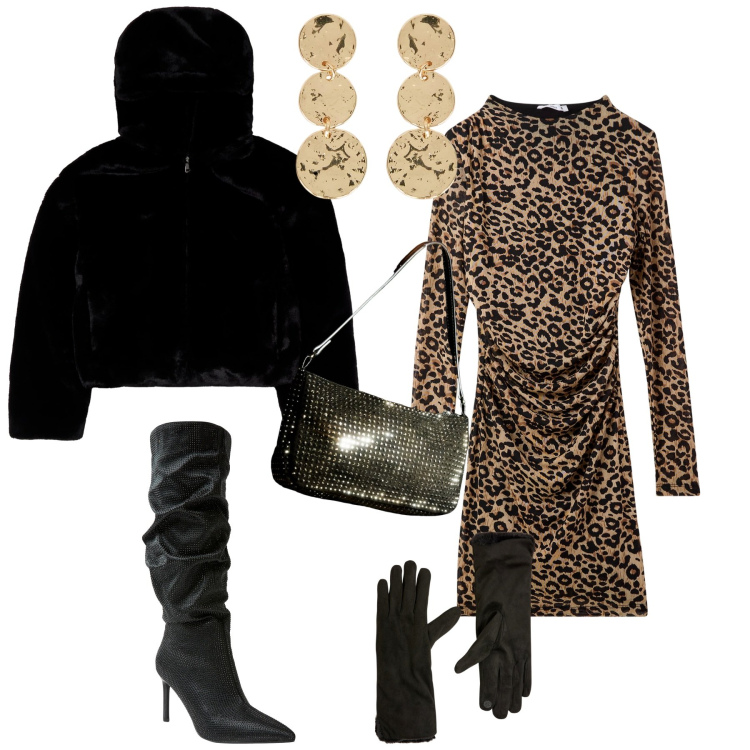 Outfit donna - Total look #2027524. Stile Glamour per Serata fuori. Abbinamento con vestiti lunghi, stivali, guanti, blazer, borse a spalla, orecchini.