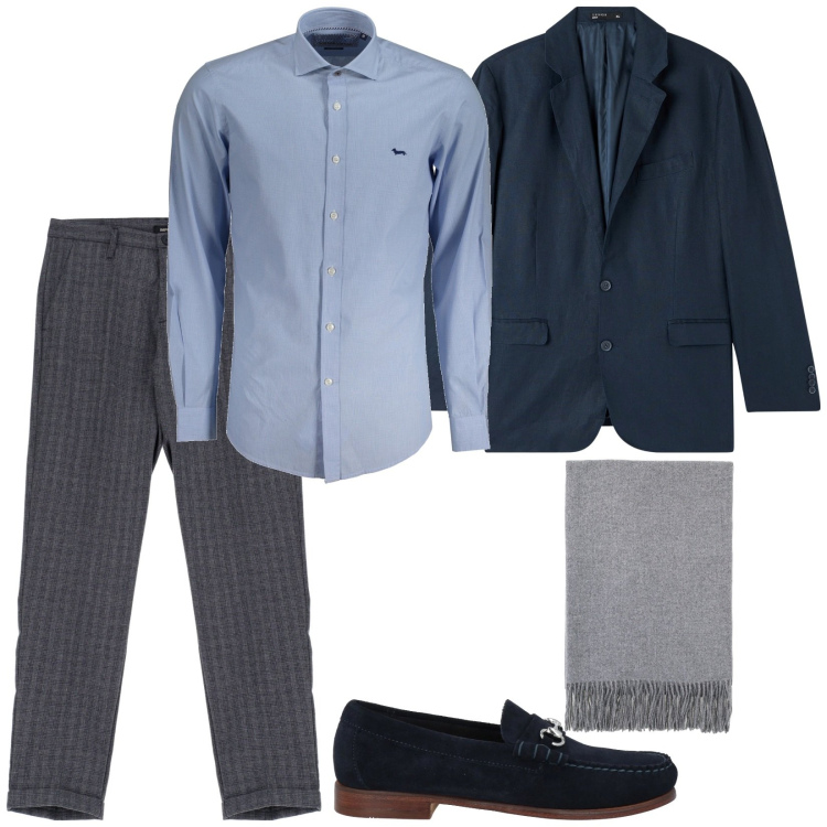 Outfit uomo - Sempre elegante. Stile Business/Elegante per Ufficio. Abbinamento con scarpe stringate, giacche, pantaloni, sciarpe, camicie.