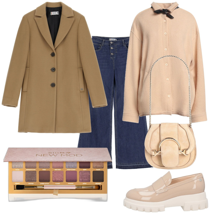 Outfit donna - Eyes. Stile Trendy per Tutti i giorni. Abbinamento con marsupi, mocassini, camicie, ombretti, jeans, cappotti.