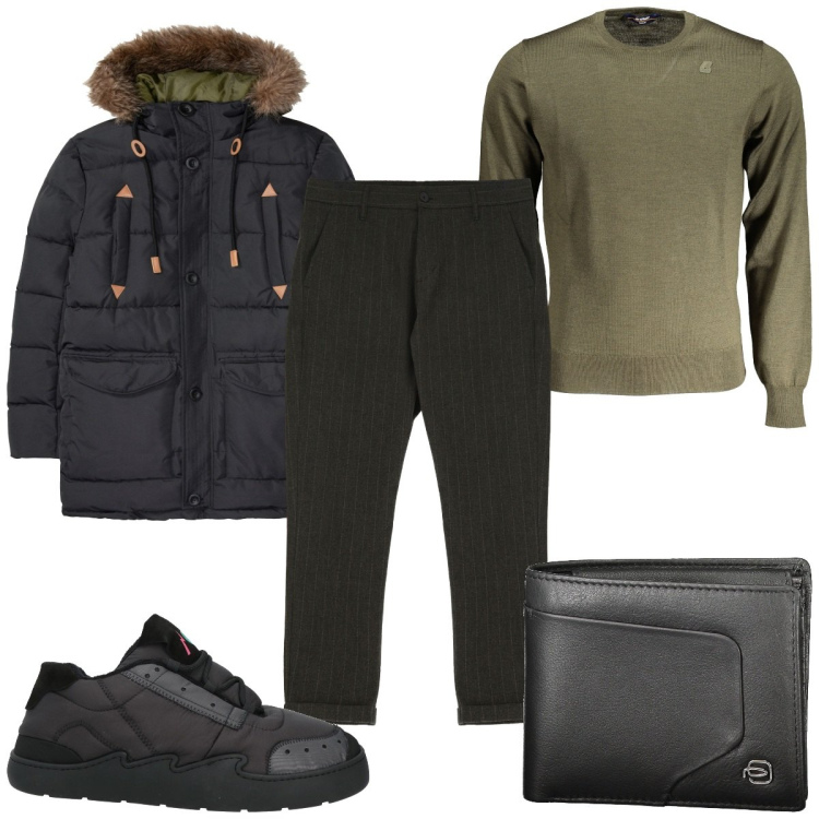 Outfit uomo - Total look #2027670. Stile Casual per Tutti i giorni. Abbinamento con giacche, sneakers, pantaloni, maglieria, portafogli.
