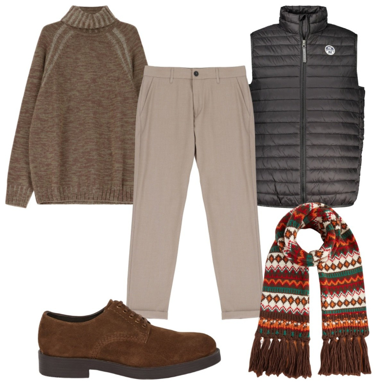 Outfit uomo - Total look #2027680. Stile Trendy per Tutti i giorni. Abbinamento con pantaloni, maglieria, sciarpe, scarpe stringate, giacche.