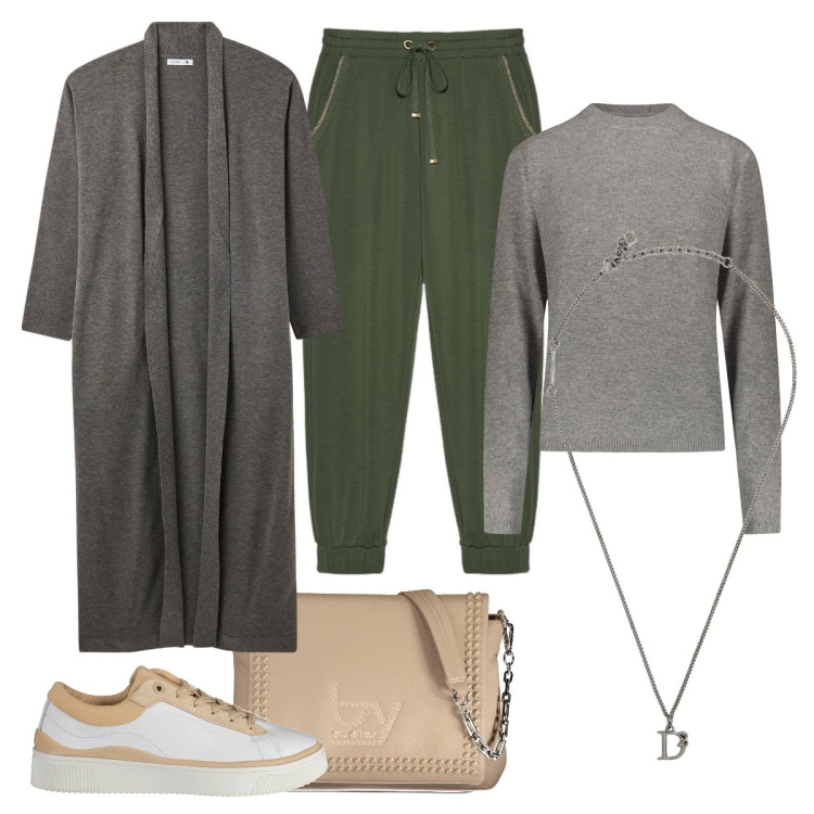 Outfit donna - Basic indeed. Stile Basic per Tutti i giorni. Abbinamento con collane, cardigans, pantaloni, pullovers, sneakers, borse a spalla.