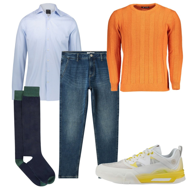 Outfit uomo - Total look #2027712. Stile Casual per Tutti i giorni. Abbinamento con jeans, camicie, sneakers, calzini, maglieria.