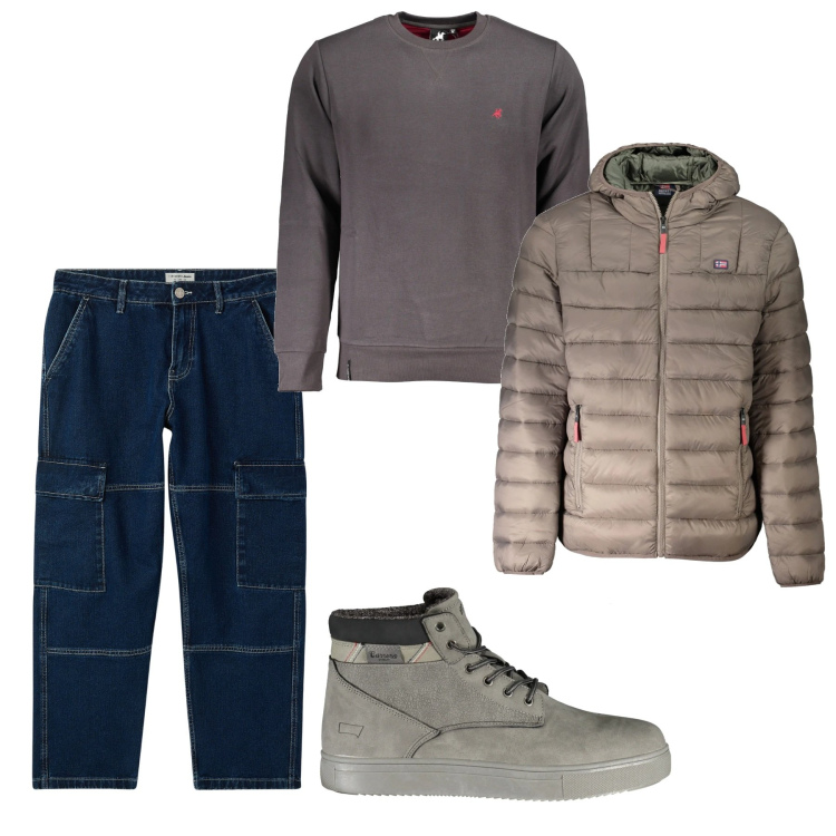 Outfit uomo - Cargo e fango. Stile Casual per Tutti i giorni. Abbinamento con jeans, stivali, giacche, felpe.