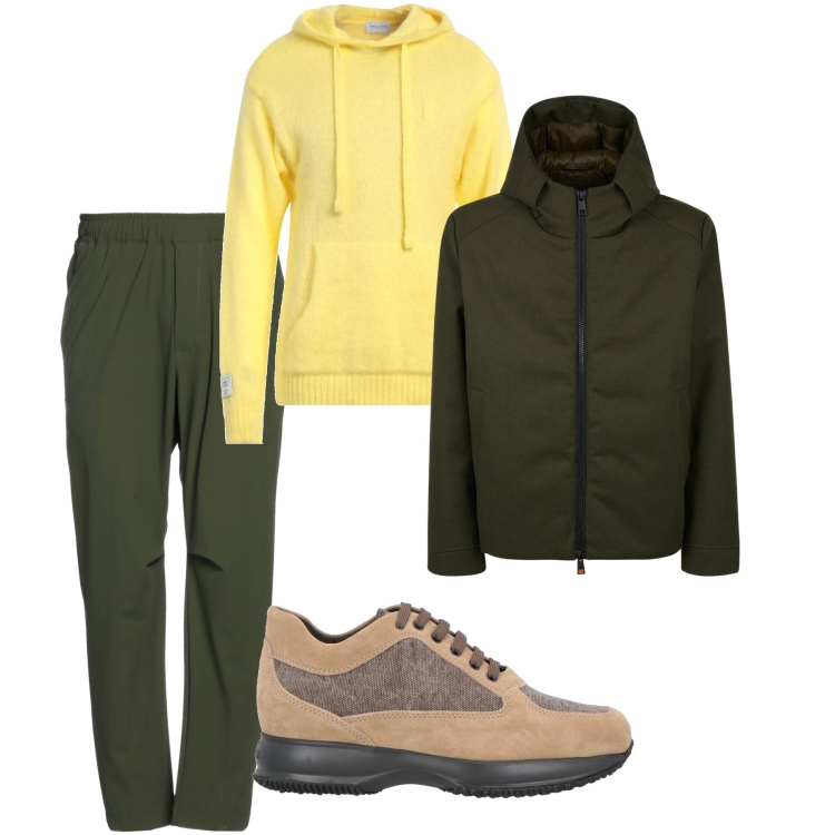 Outfit uomo - Sportivo in centro. Stile Urban per Tutti i giorni. Abbinamento con sneakers, pantaloni, pullovers, giacche.
