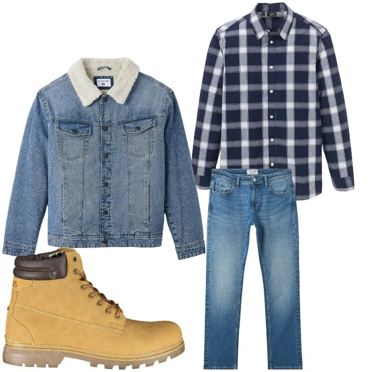 Outfit uomo - Casual a quadretti. Stile Casual per Tutti i giorni. Abbinamento con camicie, jeans, giacche, stivali.