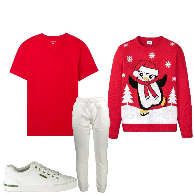 Outfit uomo - Aspettando la Befana. Stile Casual per Tutti i giorni. Abbinamento con maglieria, t-shirt, pantaloni, sneakers.