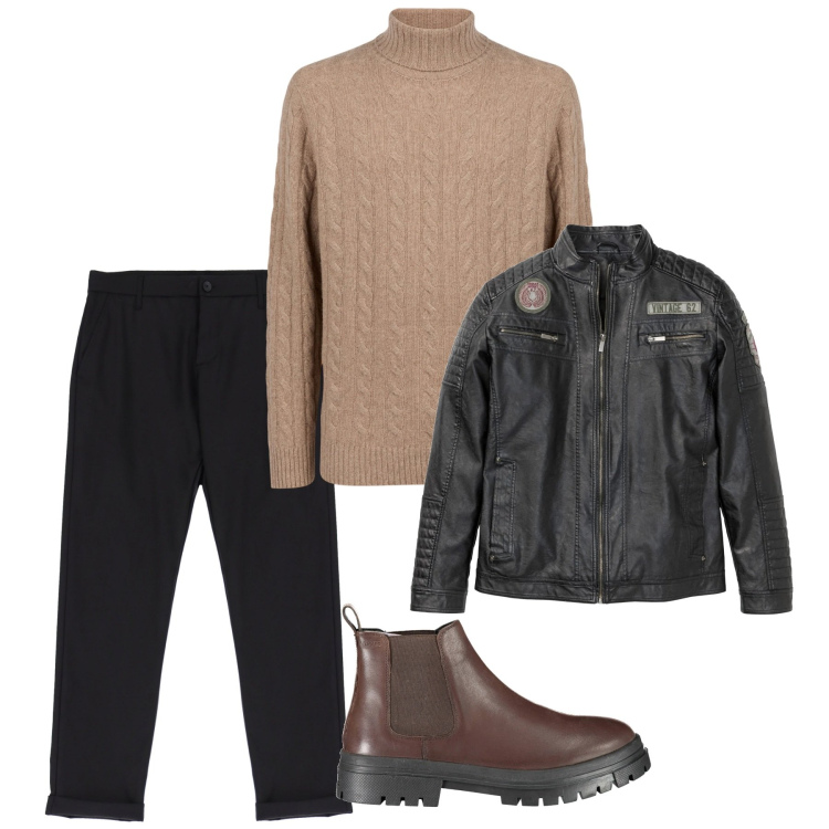 Outfit uomo - Il pull a trecce. Stile Casual per Tutti i giorni. Abbinamento con giacche, pantaloni, maglieria, stivali.