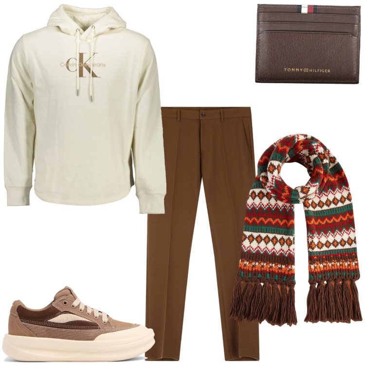 Outfit uomo - Sporty. Stile Casual per Tutti i giorni. Abbinamento con pantaloni, sciarpe, sneakers, portafogli, felpe con cappuccio.