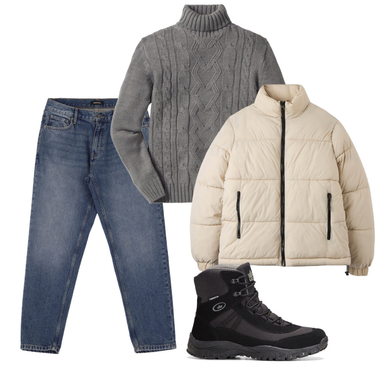 Outfit uomo - Il pull norvegese. Stile Casual per Tutti i giorni. Abbinamento con maglieria, stivali e stivaletti, piumini, jeans.