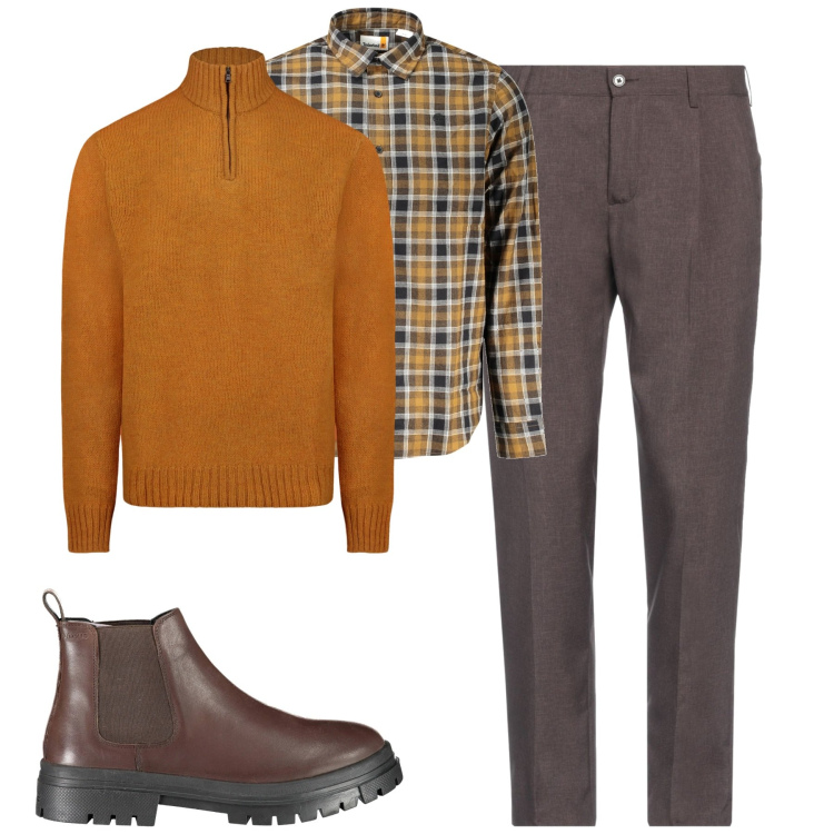 Outfit uomo - Total look #2028105. Stile Urban per Tutti i giorni. Abbinamento con pantaloni, maglieria, stivali, camicie.