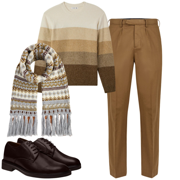 Outfit uomo - Total look #2028108. Stile Urban per Tutti i giorni. Abbinamento con maglieria, scarpe stringate, pantaloni, sciarpe.