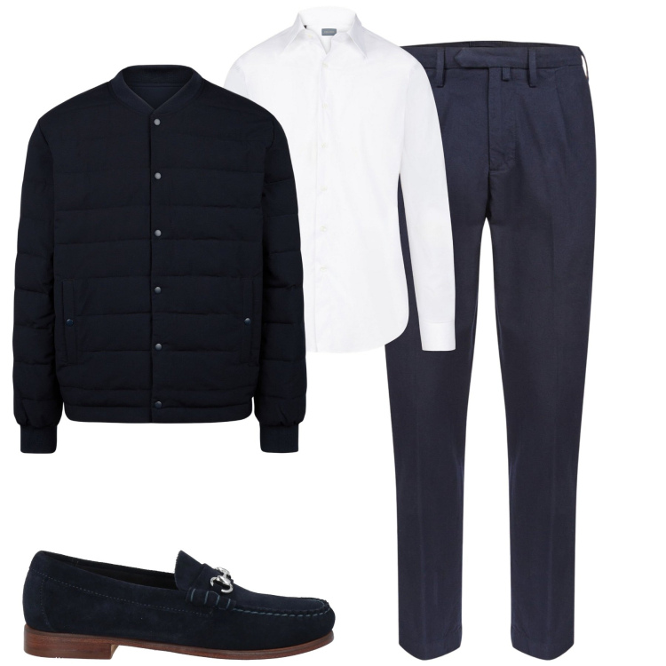 Outfit uomo - Total look #2028114. Stile Business/Elegante per Tutti i giorni. Abbinamento con scarpe stringate, pantaloni, camicie, piumini.