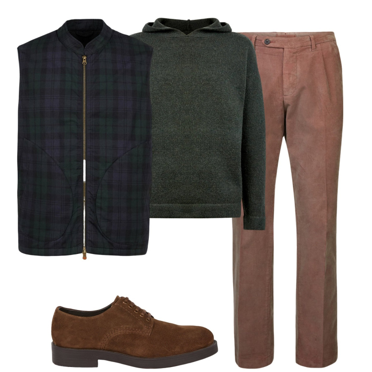 Outfit uomo - City. Stile Urban per Tutti i giorni. Abbinamento con maglieria, piumini, pantaloni, scarpe stringate.