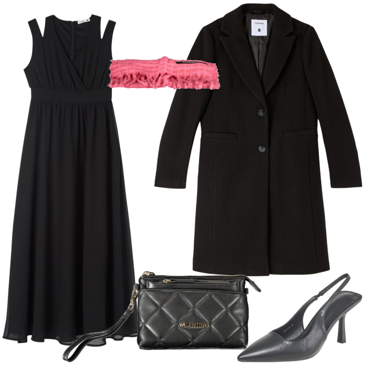 Outfit donna - Un tocco di colore e tanto scontato. Stile Glamour per Serata fuori. Abbinamento con vestiti lunghi, cappotti, décolleté, pochette, sciarpe.