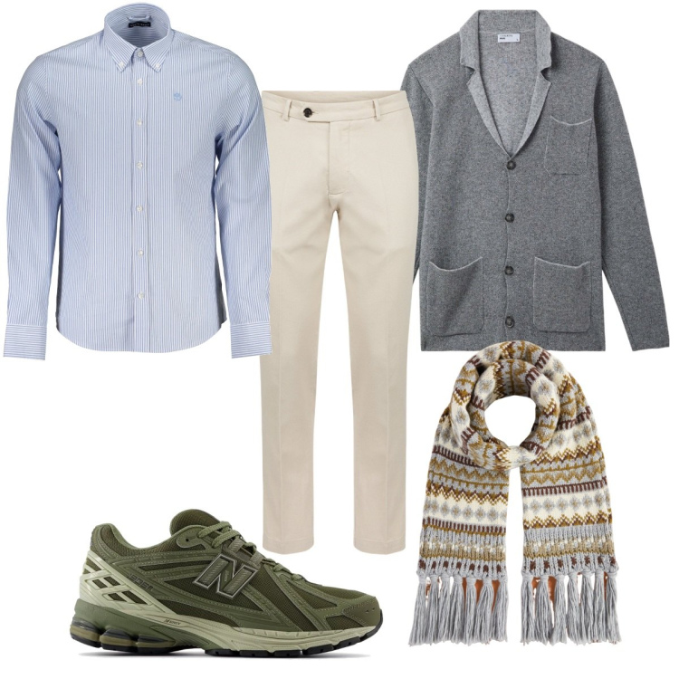 Outfit uomo - Total look #2028370. Stile Casual per Tutti i giorni. Abbinamento con giacche, sneakers, pantaloni, sciarpe, camicie.