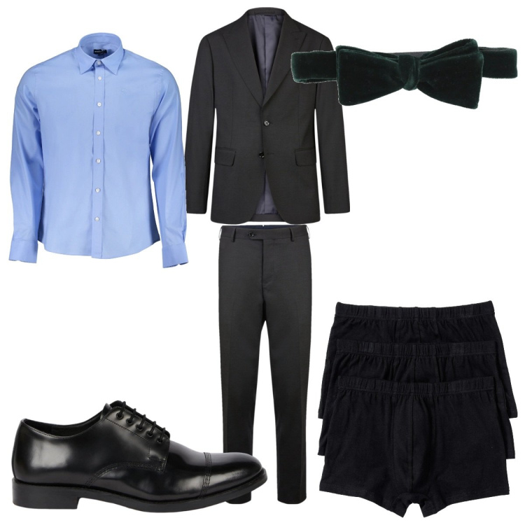 Outfit uomo - Total look #2028373. Stile Business/Elegante per Serata speciale. Abbinamento con boxer, cravatte, abiti, camicie, scarpe stringate.