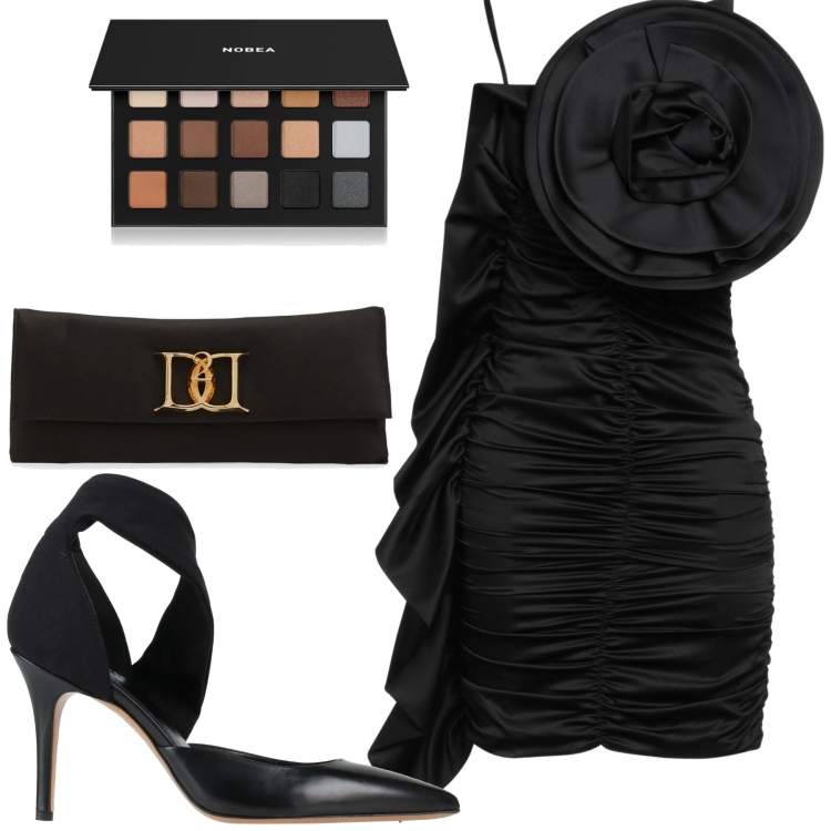 Outfit donna - Total look #2028424. Stile Glamour per Serata fuori. Abbinamento con vestiti corti, décolleté, ombretti, pochette.