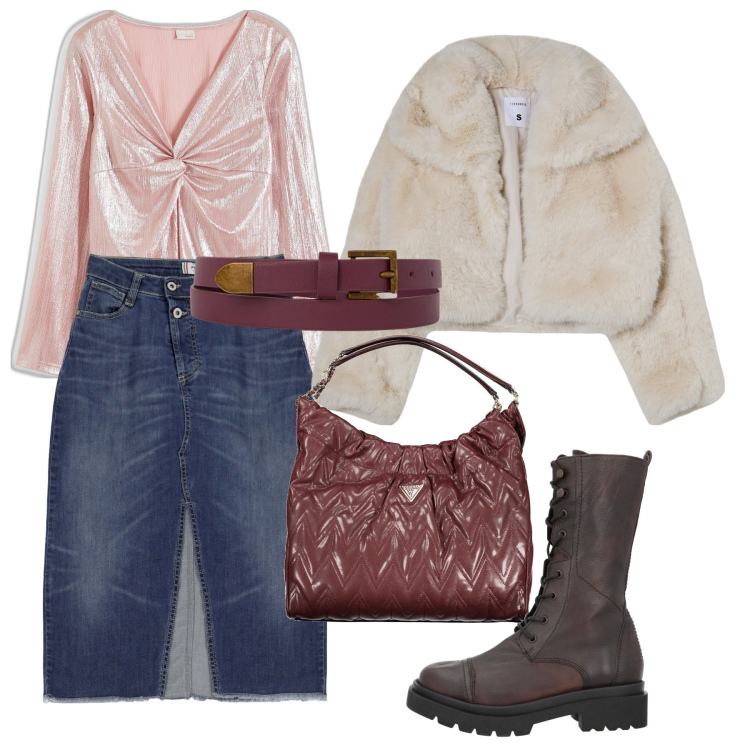 Outfit donna - Arricciature chic. Stile Casual chic per Serata fuori. Abbinamento con maglieria, stivali, blazer, gonne, cinture, borse a spalla.