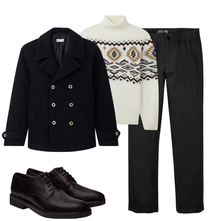 Outfit uomo - Total look #2028493. Stile Urban per Tutti i giorni. Abbinamento con pantaloni, maglieria, cappotti, scarpe stringate.