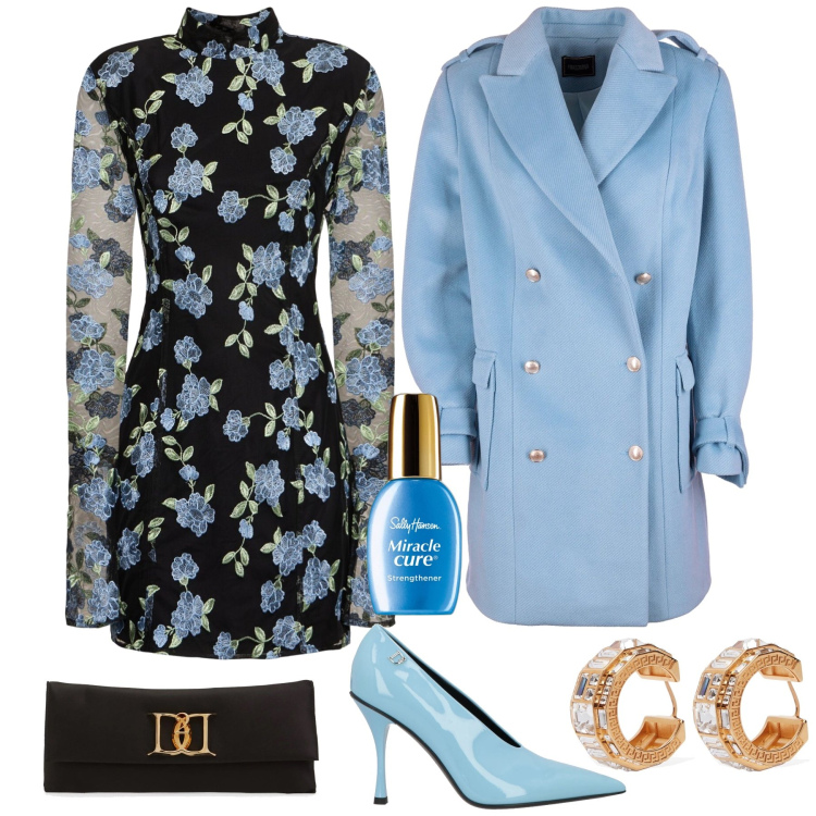 Outfit donna - Cerimonia d inverno. Stile Bon Ton per Cerimonia. Abbinamento con décolleté, smalti, cappotti, vestiti, orecchini, pochette.