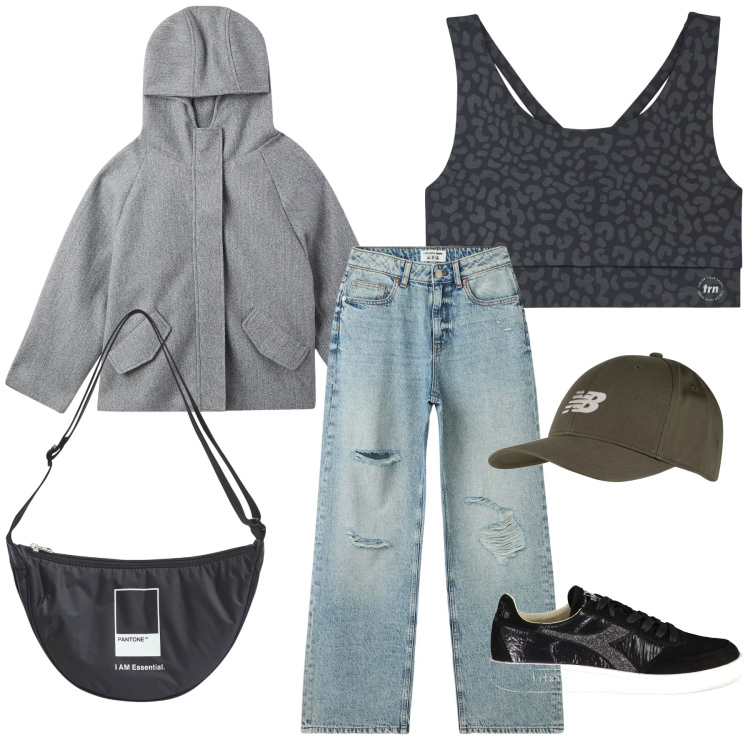 Outfit donna - Corsetta. Stile Basic per Sport. Abbinamento con marsupi, canottiere, jeans strappati, blazer, cappelli con visiera, sneakers.